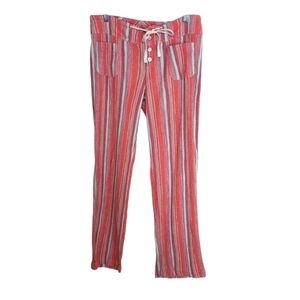 Sundance -Striped Red multi color cotton pant = Size M